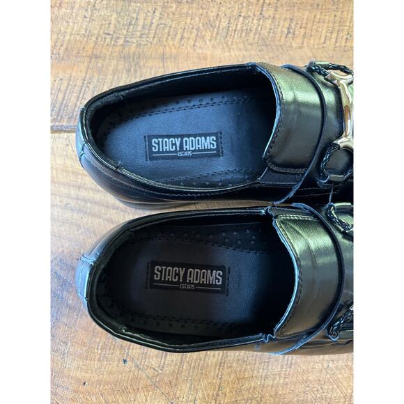 Stacy Adams Boys Solid Black Faux Leather Slip On Loafer Dress Shoes Size 3M - Picture 10 of 12